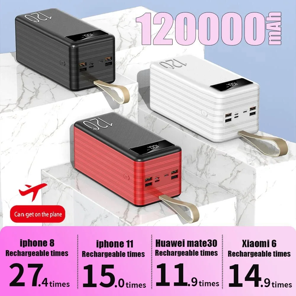 

Портативный блок питания для аккумулятора USB 5 В, 3 А, 120000 мАч, универсальный блок питания для мобильного телефона, быстрая зарядка, бесплатная доставка