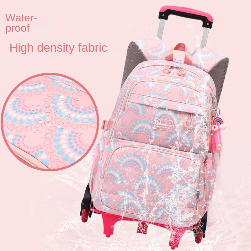 School Bags for Girls Rolling Backpack Children Waterproof Students Wheeled Backpacks School Bag with Wheels Trolley SchoolBag