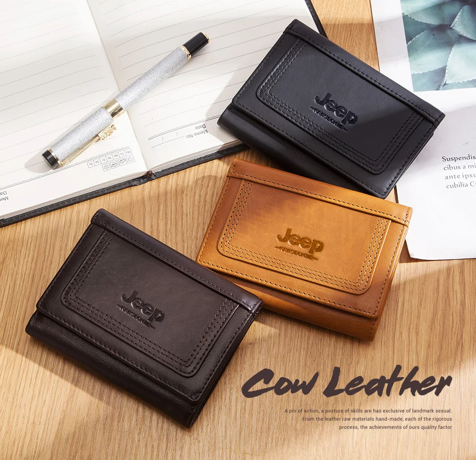Genuine Leather Trifold Wallets for Men RFID Slim Card Holder with ID Window High Quality Male Zipper Coin Pocket Small Clutch