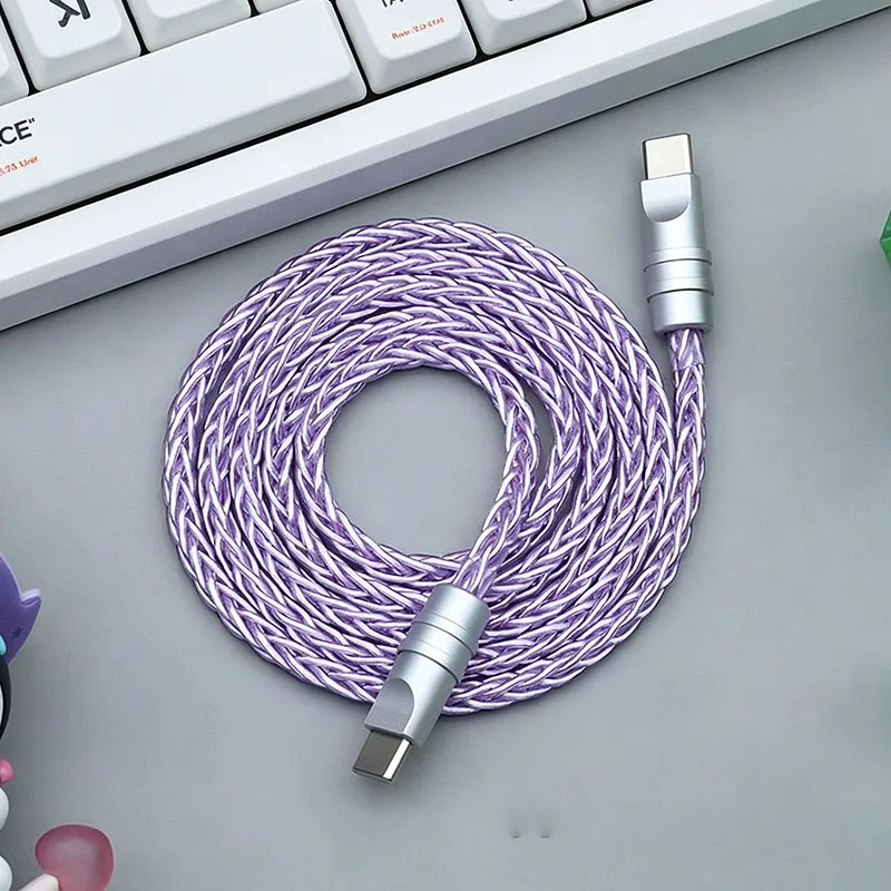 맞춤형 240W 고속 충전 타입 C to 타입 C 케이블 8-스트랜드 브레이디드 단결정 구리 USB C 코드 (휴대폰, 노트북, 차량용 충전기)