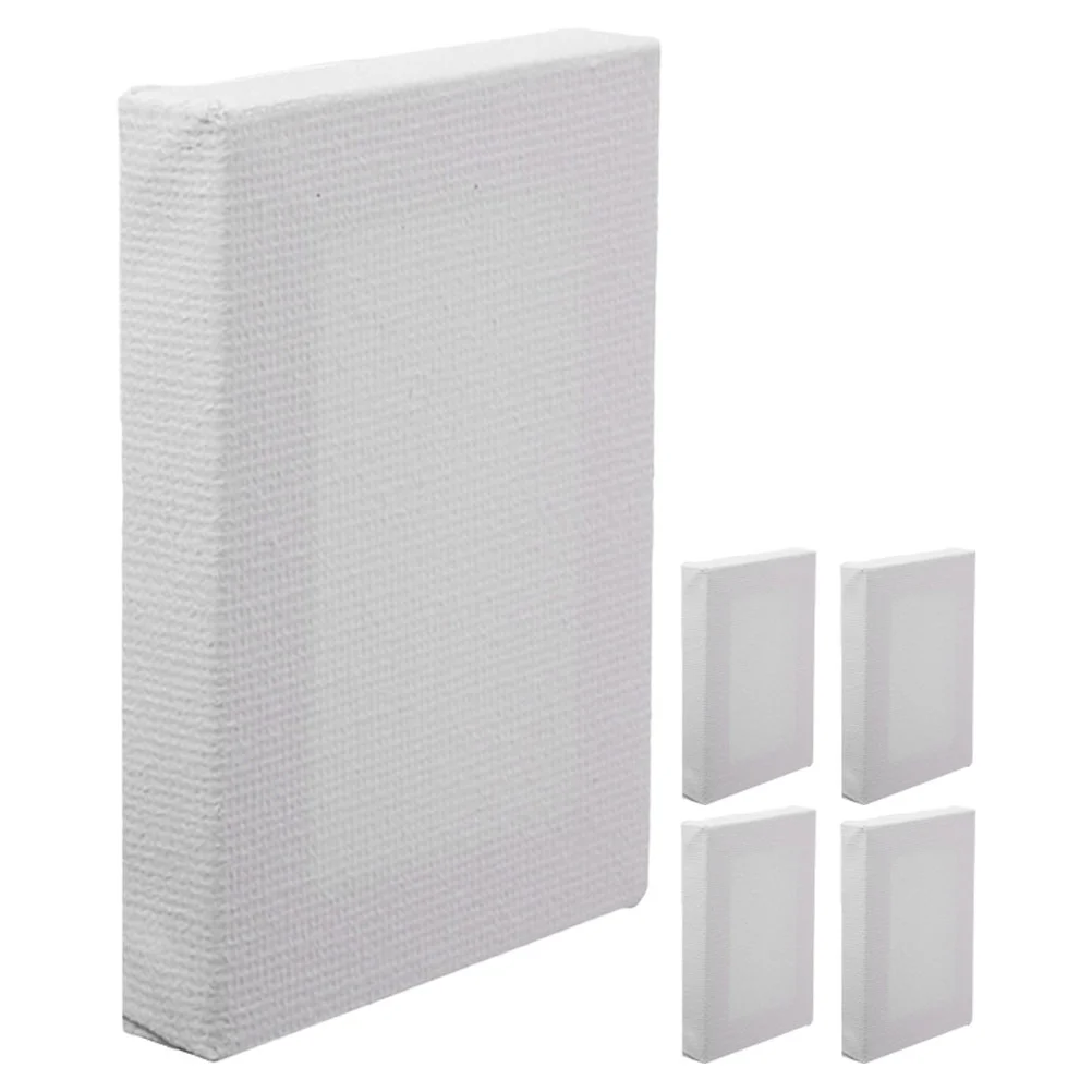 

5 Pcs Mini Canvas Frame Paintings White Blank Board Portable Plates for Kids Drawing Frames Cloth Square Shape Boards