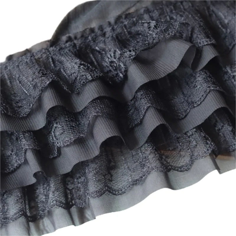 12CM Wide White Black Three Layers 3D Pleated Mesh Chiffon Fabric Embroidered Ruffle Trim DIY Dress Apparel Collar Sewing Decor 6 12CM Wide White Black Three Layers 3D Pleated Mesh Chiffon Fabric Embroidered Ruffle Trim DIY Dress Apparel Collar Sewing Decor 6