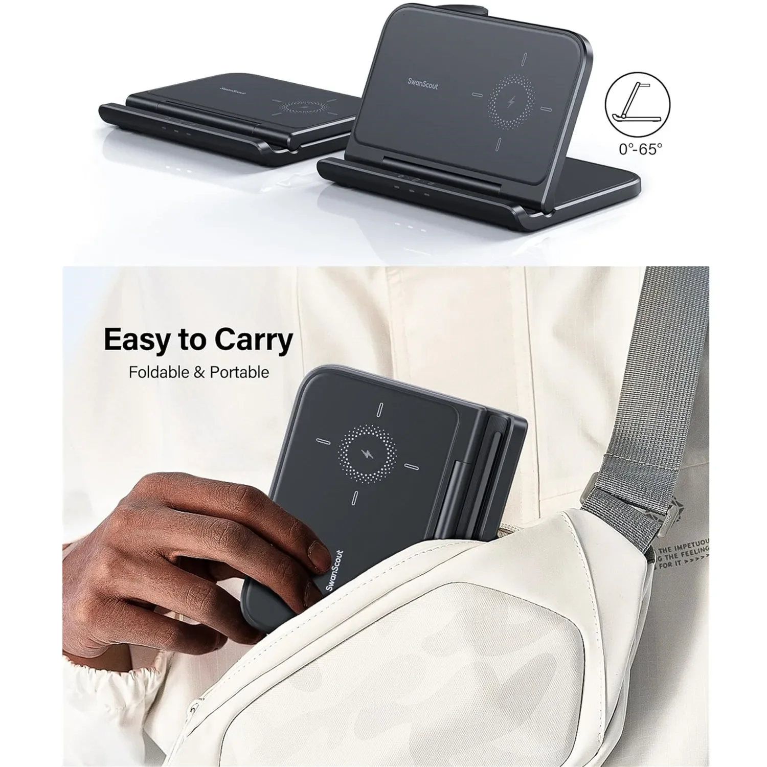 Caricatore Wireless MagSafe 3-in-1 Pieghevole – Per IPhone 15/14/13/12, Watch E AirPods, Con Adattatore 18W E Cavo USB-C