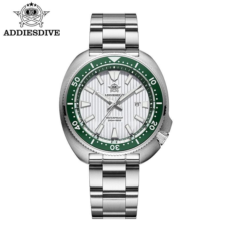 ADDIESDIVE 41mm Heren Duikhorloge Quartz Uurwerk 200m Waterdicht BGW9 Super Lichtgevende Roestvrijstalen Lunette Analoog Horloge AD2513