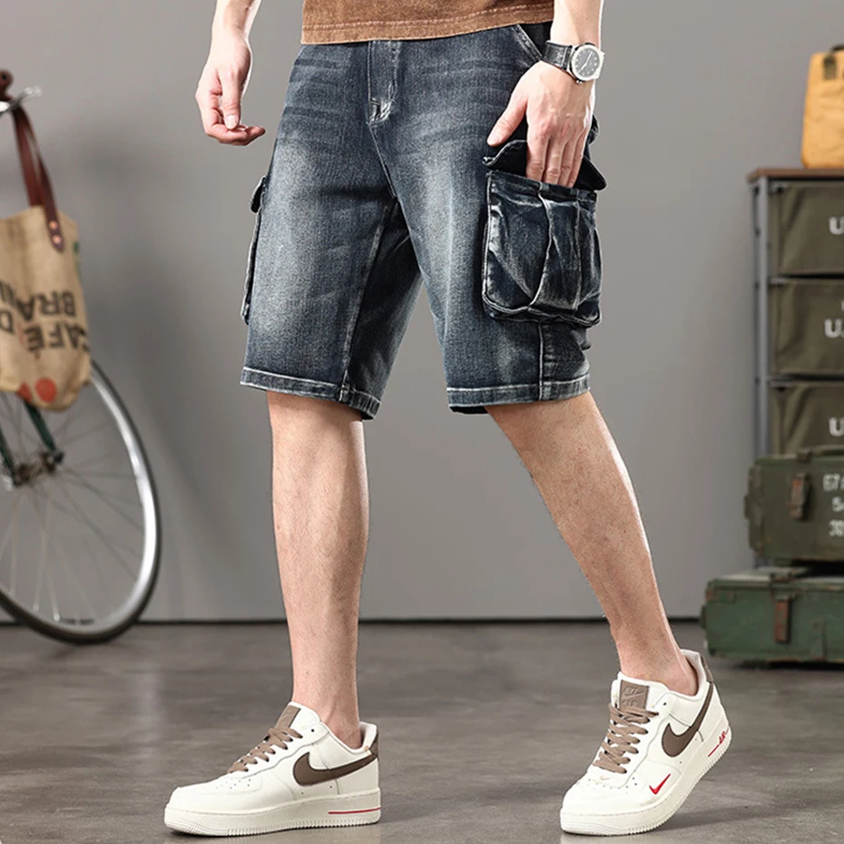 Denim Shorts Men Summer Jeans Shorts Baggy Cargo Fashion Streetwear Short Pants Plus Szie 44