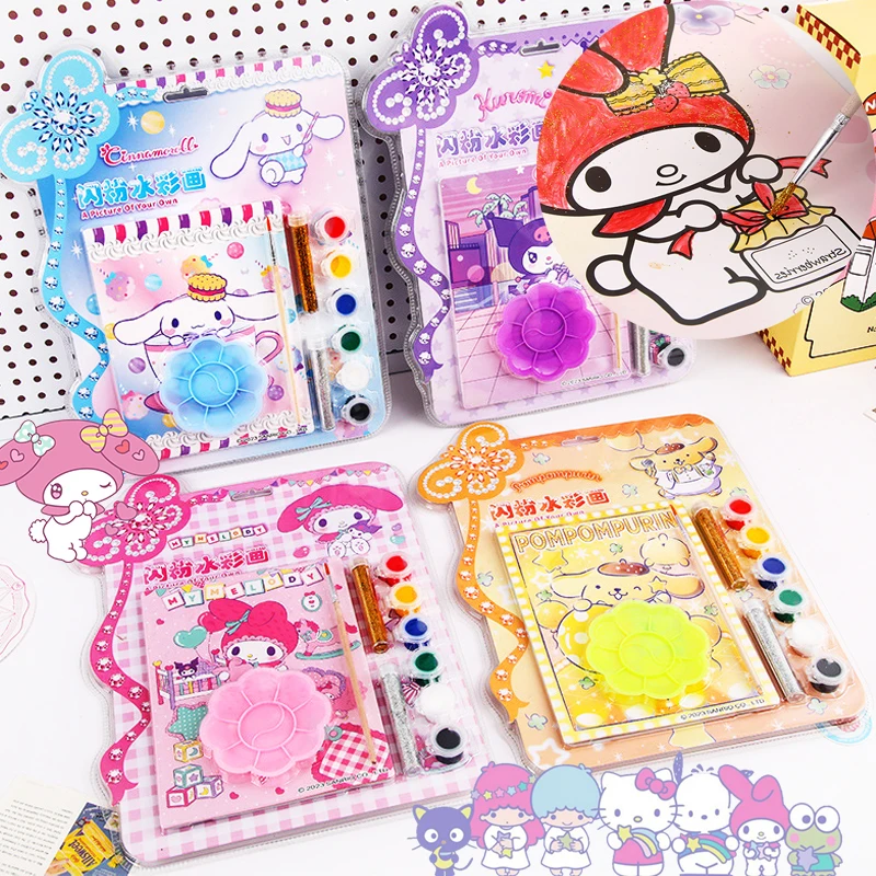 

Sanrioed Children's Watercolor Painting Kawaii Diy Material Cute Graffiti Drawing My Melody Cinnamoroll Sweet Lovely Girls Gift
