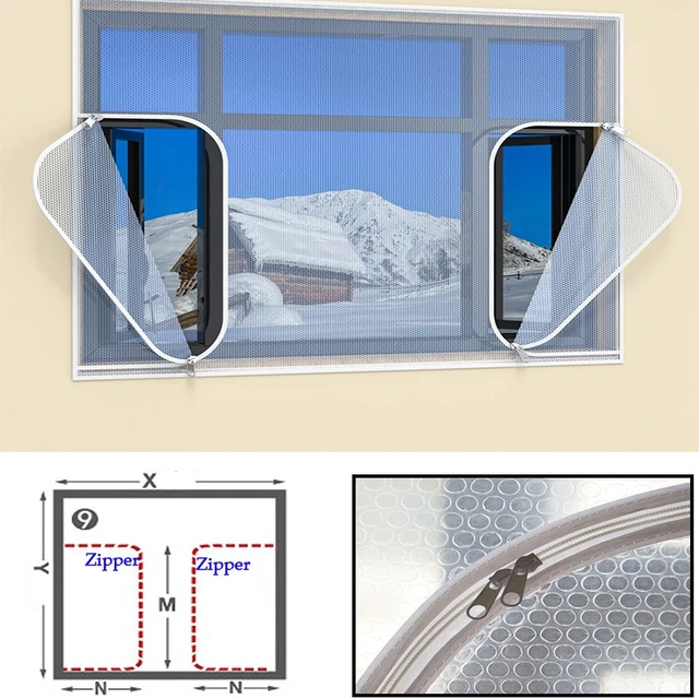 Customize Home Window Keep Warm Film Double Layer Windproof Curtain With Zipper  Self-Adhesive Winter Window Heat Protection Film - AliExpress