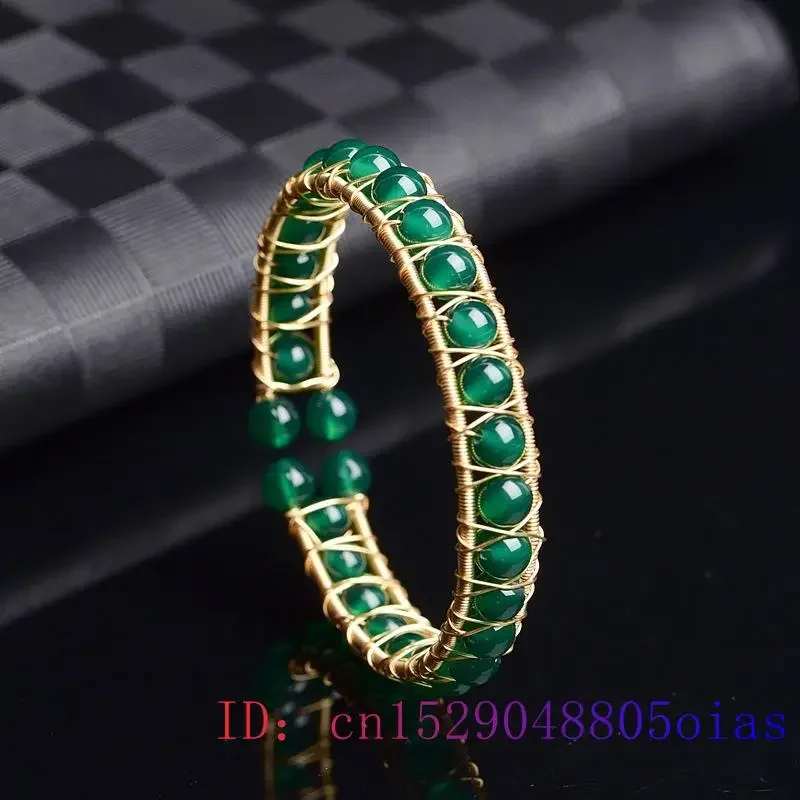 

Green Jade Beads Bracelet Amulet Women 925 Silver Natural Zircon Charm Chalcedony Gemstone Gifts Fashion Jewelry Crystal