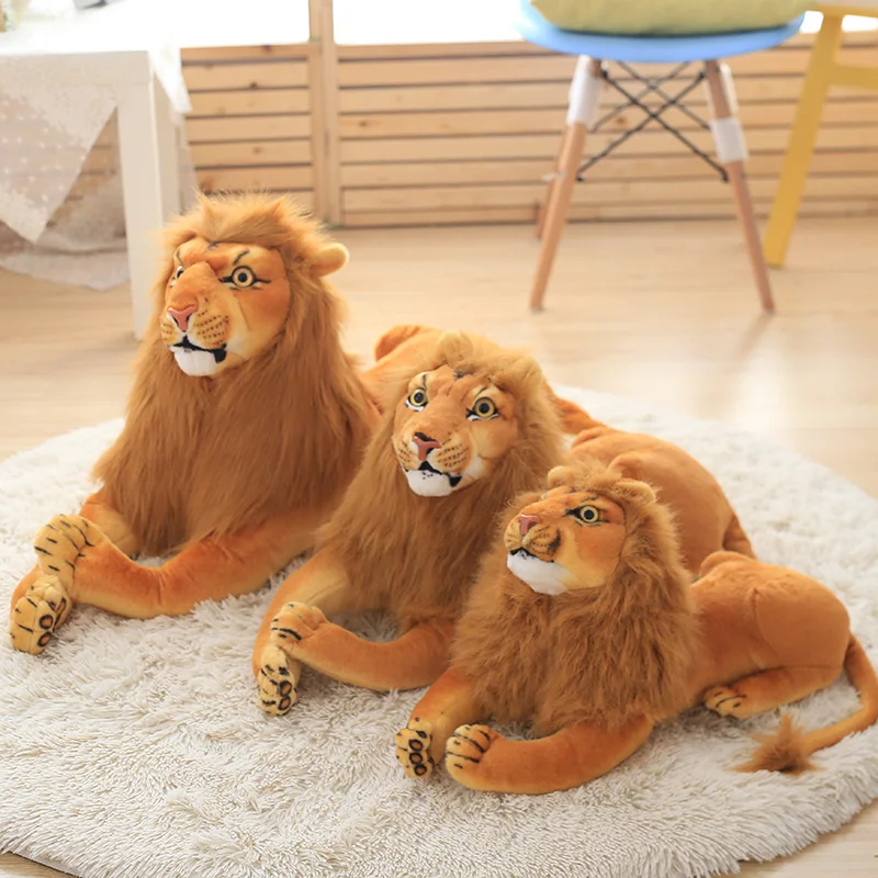 3D Simulation Lion Plush Toys Stuffed Animal Doll  Huggable Kids Toy Christmas Halloween Birthday Gift For Children Home Decor