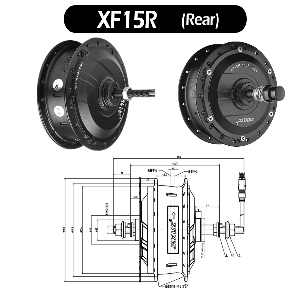 ? MXUS 브랜드 브러시리스 기어 전기자전거 허브 모터 XF15F XF15R 36V48V 500W 고속 전륜/후륜 엔진 (전기자전거용)