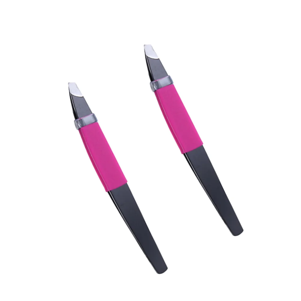 2 Pcs Eyebrow Tweezers Stainless Steel Gold Plated Shaping Tool Lightweight Professional Personal Use Safe Design
