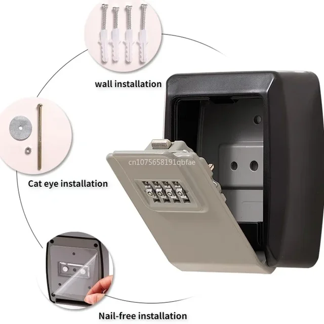 Alloy Key Lock Box Password Combination Lock Box Wall-mounted Key Storage Box Reset Password Anti-theft Security Lock Box Home 5