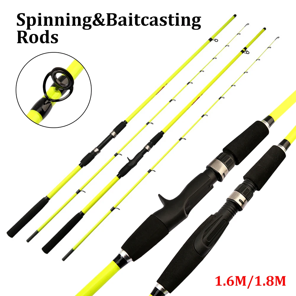 

Portable Fishing Rod 1.6/1.8m Fiberglass Spinning Baitcasting Rod Lightweight 2-piece Pole EVA Grip Freshwater Saltwater Tackle