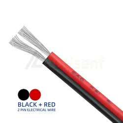 Durable Tinned Copper 2 - Pin Electrical Extension Wire - Insulated PVC for LED Light Strips (Multiple Lengths Available) (Black and Red)