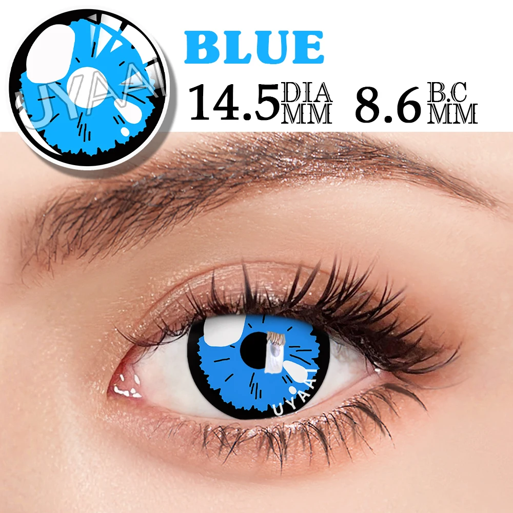 Vibrant Halloween Anime Cosplay Eye Lenses Set - 2 Pcs, Multicolor