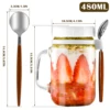 Reusable Overnight Oats Jars Container With Lid And Spoon Bedside Water Carafe with Tumbler Glass Water Pitcher Set with Cup 6