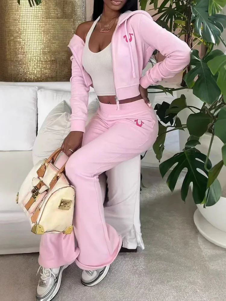 Faionable Sweatirt Pants Set U Series 3 Cross-Border Long Sve Printed Cotton Sweet Sle Regular Length Autumn 2024