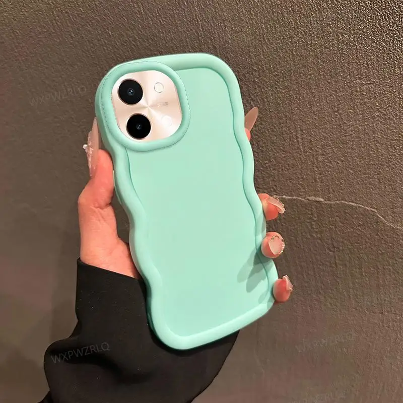 Solid Color Silicone Shock-Absorbing Wave Phone Case
