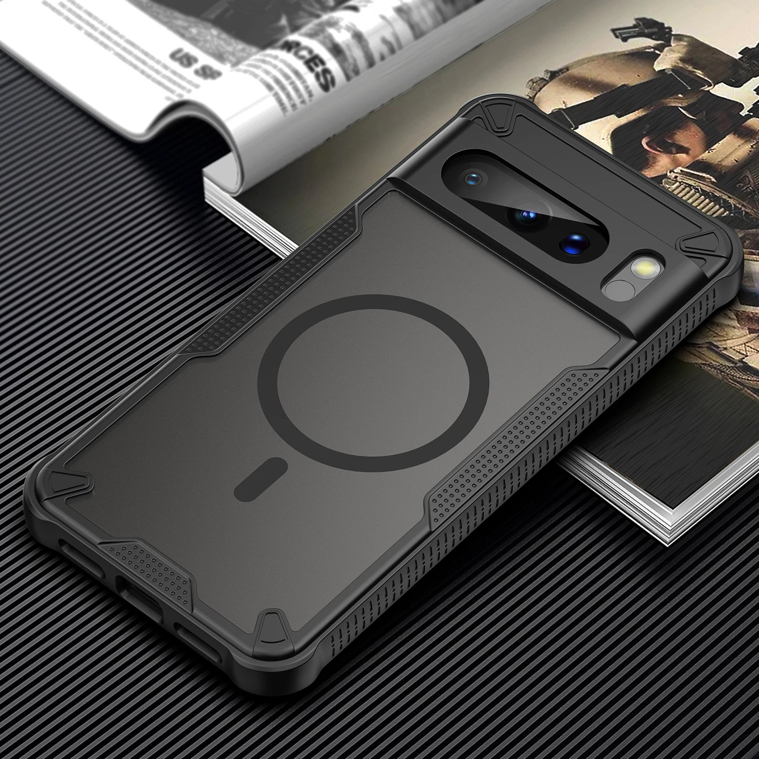 Magnetic Luxury Matte Translucent Armor Shockproof Case with Magsafe Wireless Charging Compatibility