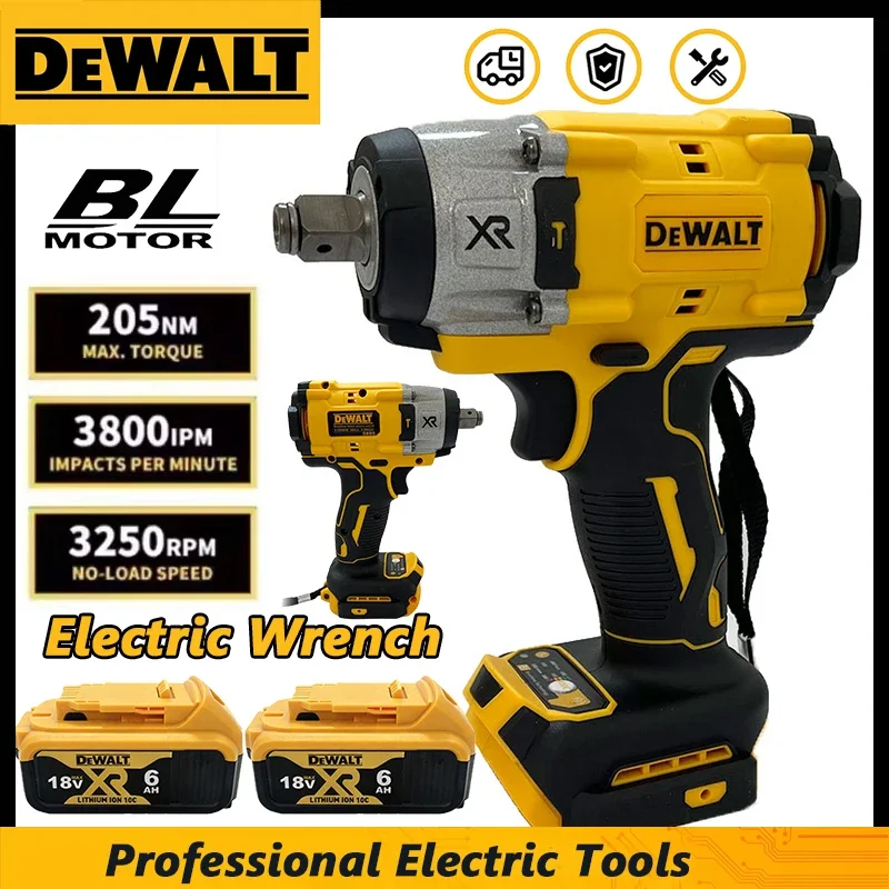 Dewalt 3250RPM 무선 전기 렌치 205N.m 브러시리스 임팩트 렌치 Dewalt 18V 배터리용 고 토크 전력 수리 도구