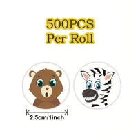 500Pcs/Roll Cartoon Animal Reward Stickers 2.5cm/1.0in Diy Decor Perfect For Learning Games Notebook Pad Fridge Gift Seal Labels 3
