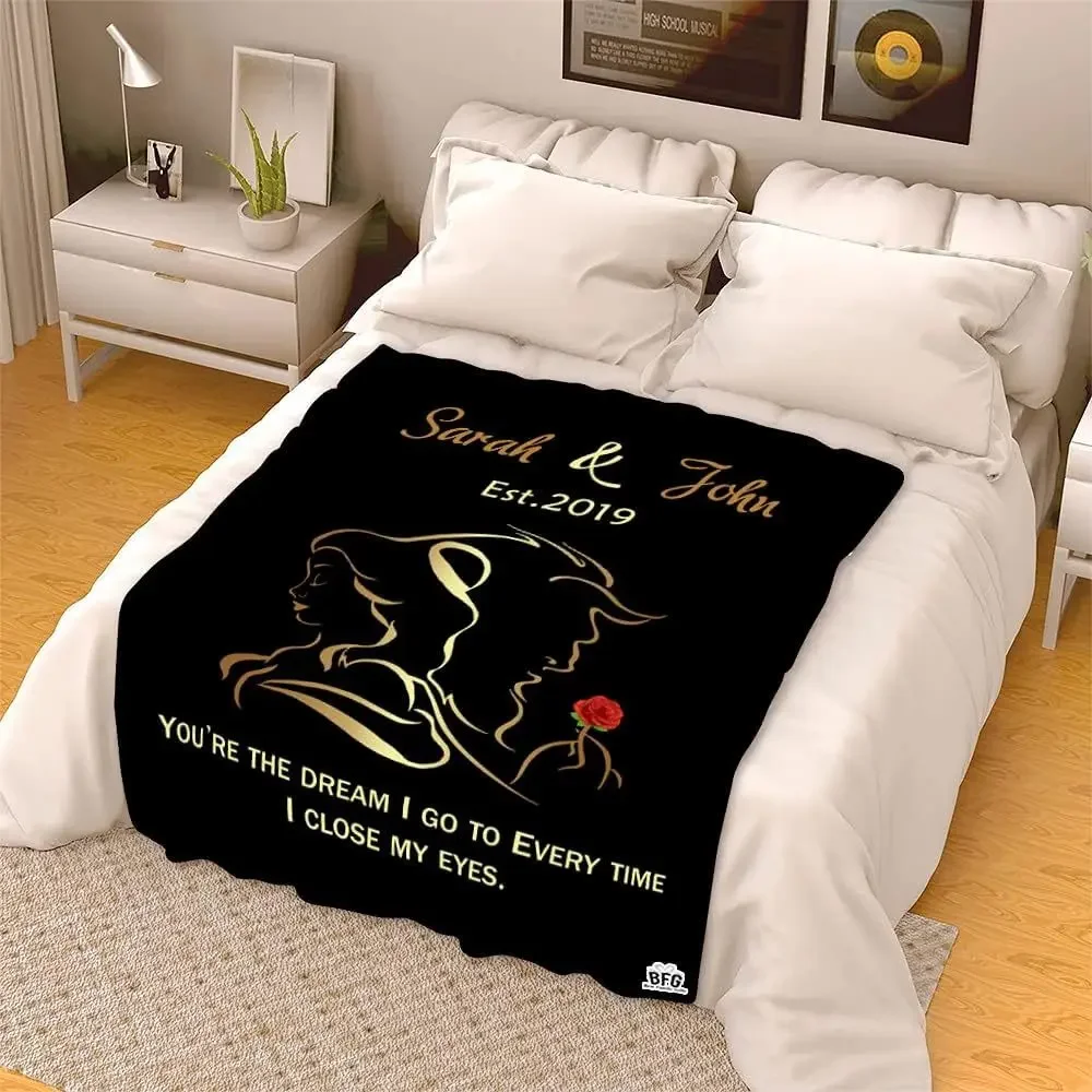 Custom Beauty and Beast Blanket for Couples - Ideal Gift for Anniversaries throw and throws blankets Valentine's Day