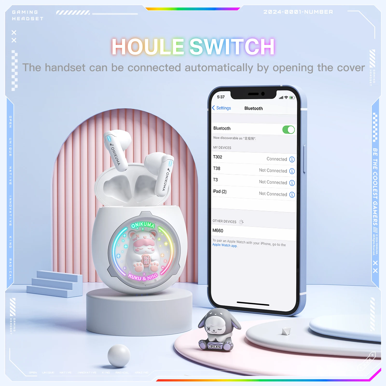 ONIKUMA Premium Wireless Stereo Earbuds with HD Voice and ENC Noise-Cancelling Microphone