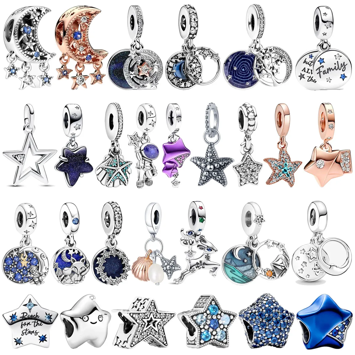 

Original925silver plated blue stars moon earth animals tree astronauts bead pendant for Pandora DIY bracelet ladies jewelry gift