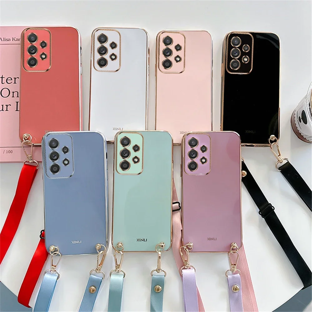 Lanyard Strap Soft Silicone Electroplated Crossbody Phone Case