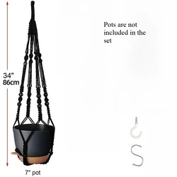 Eco - Friendly Handmade Macrame Plant Hanger for Indoor and Outdoor Decor (1set 86cm)