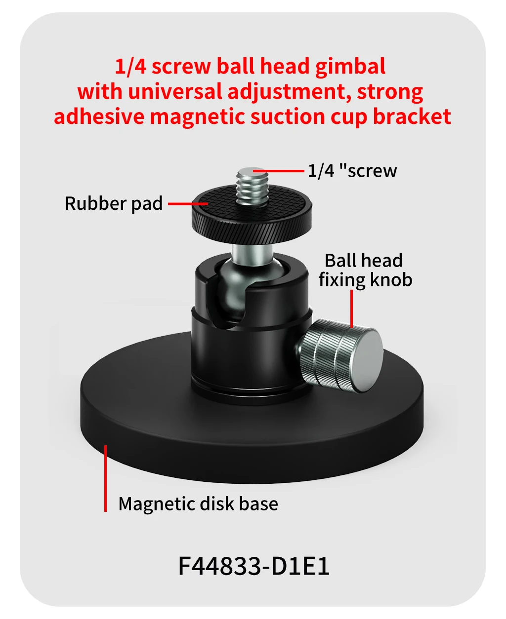 One Click Lock Stativadapter 17 mm Kugelkopf D66 Magnetfuß 360 drehbare Dämpfung für GoPro 13 Insta360 X5 DJI Action Kamera – Detail 17