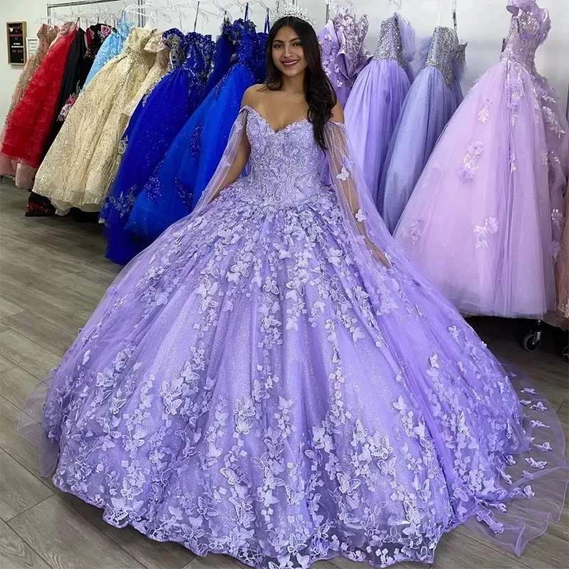 V Neck Sleeveless Purple Sweet 15 Quinceañera Dress with Beaded Appliques WQ1496