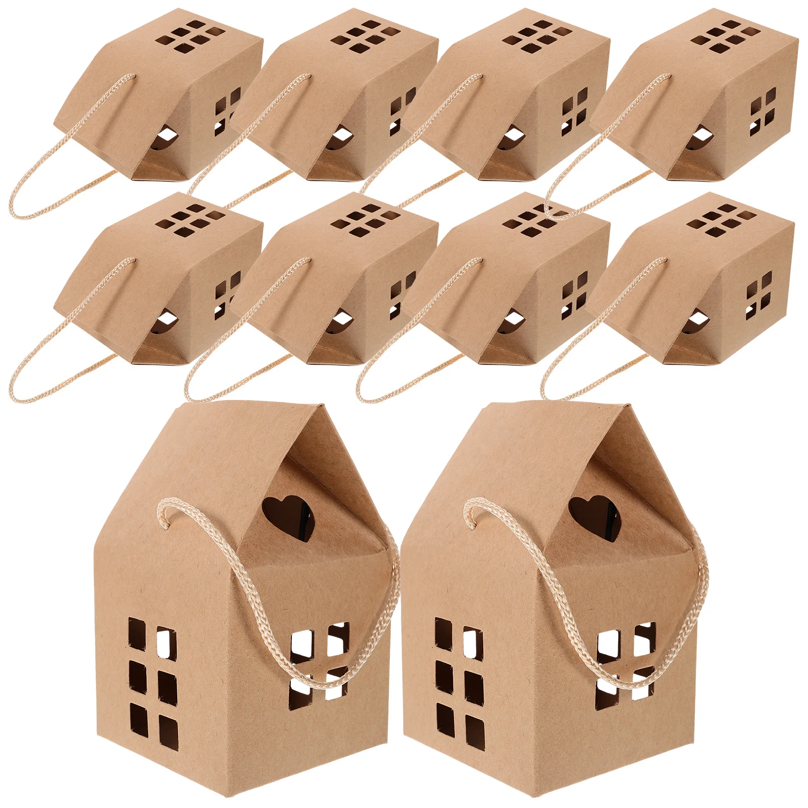 

Hollow Out Paper House Shape Candy Boxes Gift Wrapping Box Handle Christmas New Year Party Cookie Packaging Treat Boxes