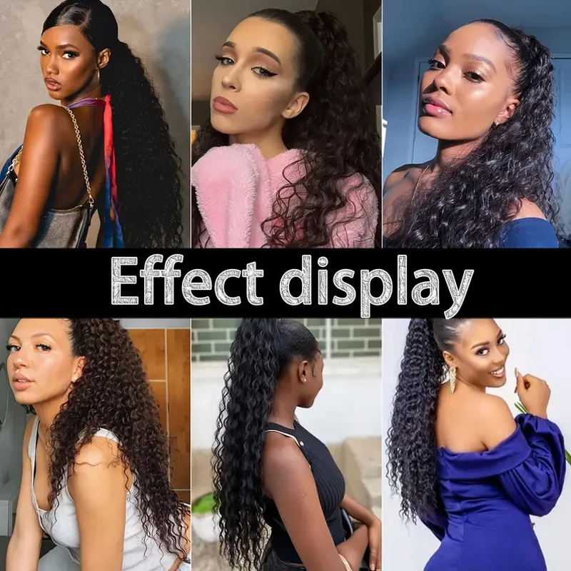 LUPU Bohemian Style Extended Ponytail 20 Inch Long Wavy Elastic Ponytail Women's Natural Synthetic Hair Piece