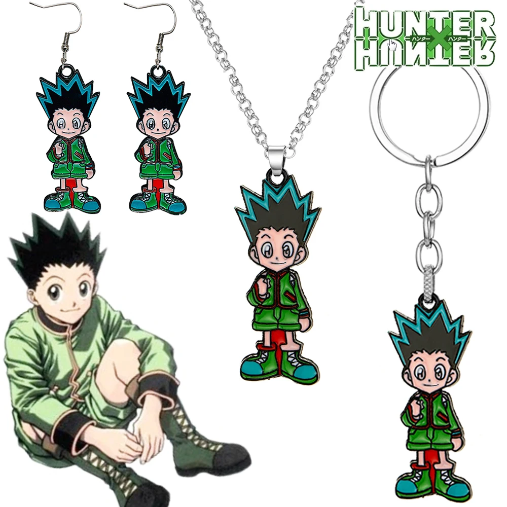 HUNTER&times;HUNTER cosplay pendant necklace keychain figure cartoon Q Gon Freecss earrings keyring props accessories fans gifts