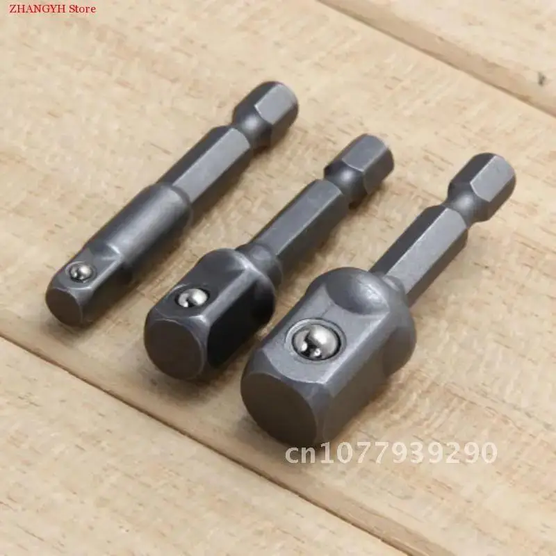 

Socket Adapter Drill BIts Set 3Pcs Hex Shank 1/4" 3/8" 1/2" Impact Drill Bits Hex Wrench Sleeve Extension Bar Drive Power Tool