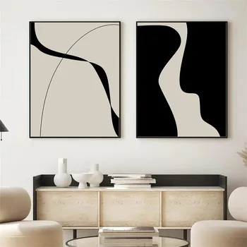Minimalist Black White Nordic Canvas Art