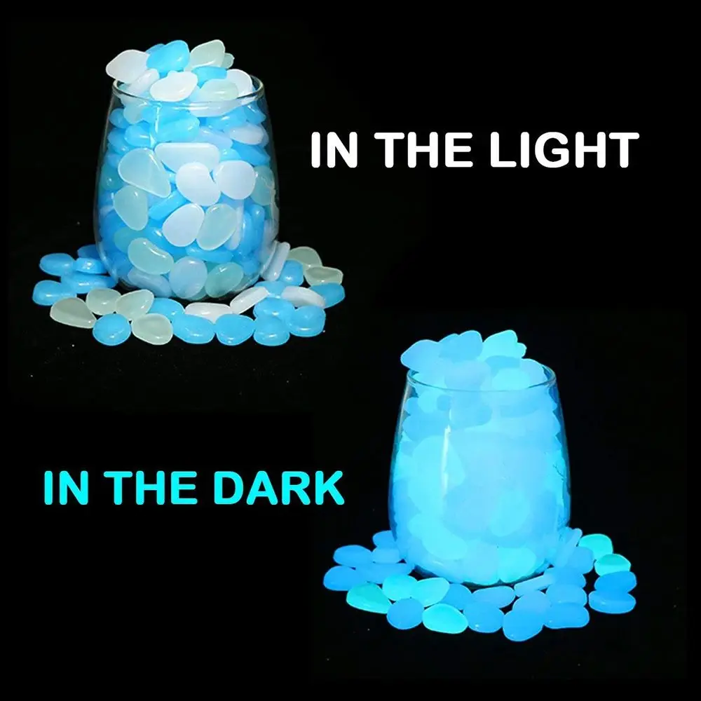 Glow Rocks 100/300Pcs Glow in The Dark Pebbles Luminous Stones DIY Gravel for Fish Tank Aquarium Indoor Outdoor Yard Decor