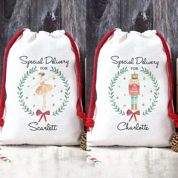 personalised Nutcraker fairy Ballerina Santa Sack Christmas stocking Children kid boy girl baby first 1st Xmas gift Present Bag