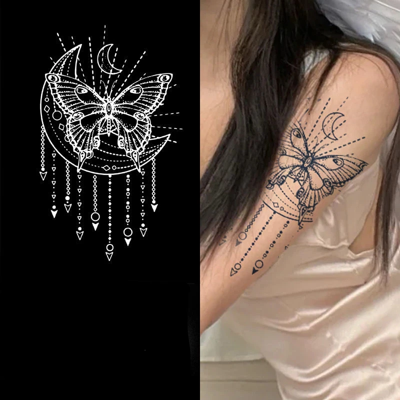 2022 New Bohemian Moon Butterfly Totem Art Waterproof Juice Tattoo Stickers  For Woman Man Body Temporary Tattoo Arm Fake Tattoo - Temporary Tattoos -  AliExpress