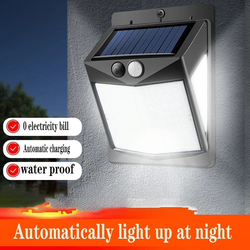 

Solar LED Light Outdoor Waterproof 3 Modes Sunlight Powered with PIR Motion Sensor for Street Wall Garden Fence Garage Yard Lamp