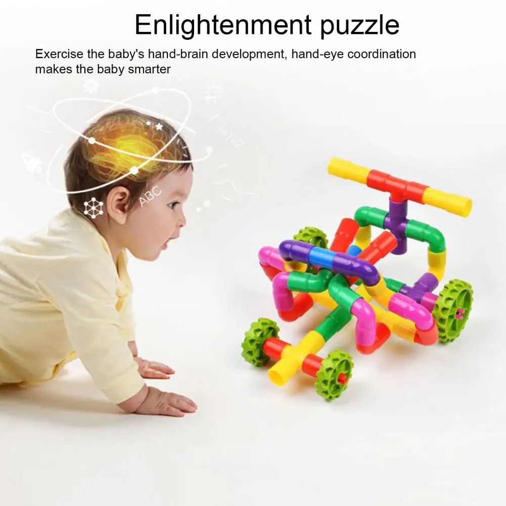 80/100/200Pcs Kids Pipe Building Block Toy Fine Motor Skills Colorful Tube Block Construction Toy DIY Assembly