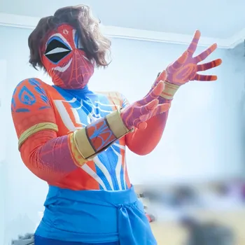 Costume Cosplay di Spider Pavitr Prabhakar, Personaggio Anime, Maschera Indiana, Across Verse, Tuta di Alta Qualità per Uomo e Donna, Outfit di Halloween