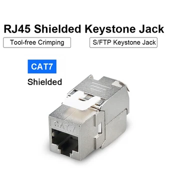 Cat7 RJ45 STP Tool-Less Cat6a Cat7 Keystone Jack Type Zinc Alloy Module Jacks Adapter Coupler for 22 to 26 AWG