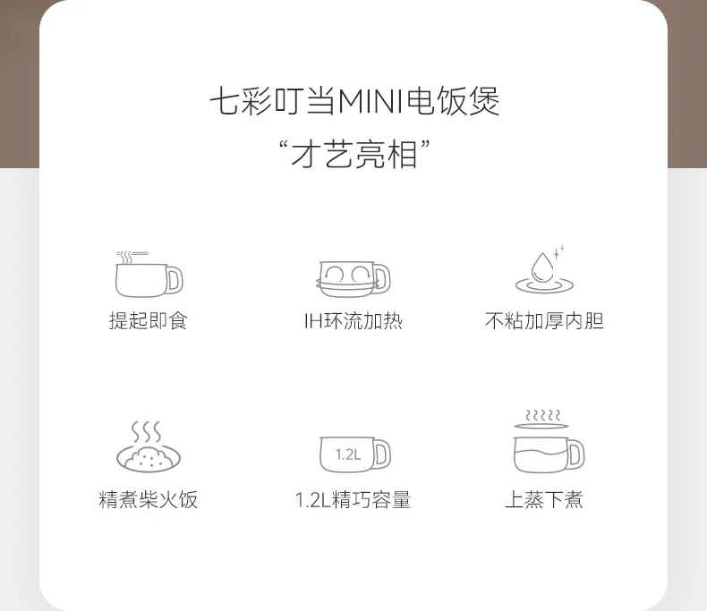 Description Picture 2 of item220V Colorful Split Rice Cooker IH Smart Household Multifunction Mini for 1-2 People with Steaming and Cooking Function