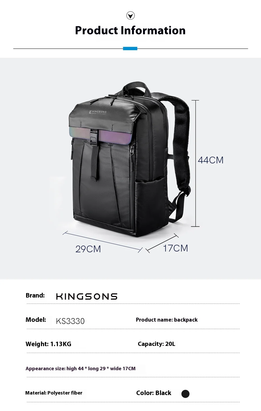 Waterproof Black Sports Backpack For Men Laptop College