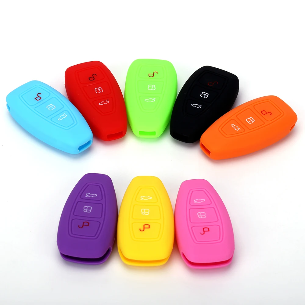 3 Button Silicone Car Key Case Cover For Ford Focus 3 MK3 Mondeo Fiesta Kuga Escape Ecosport 2013 2014 1Pc key case cover,key case,car key shell