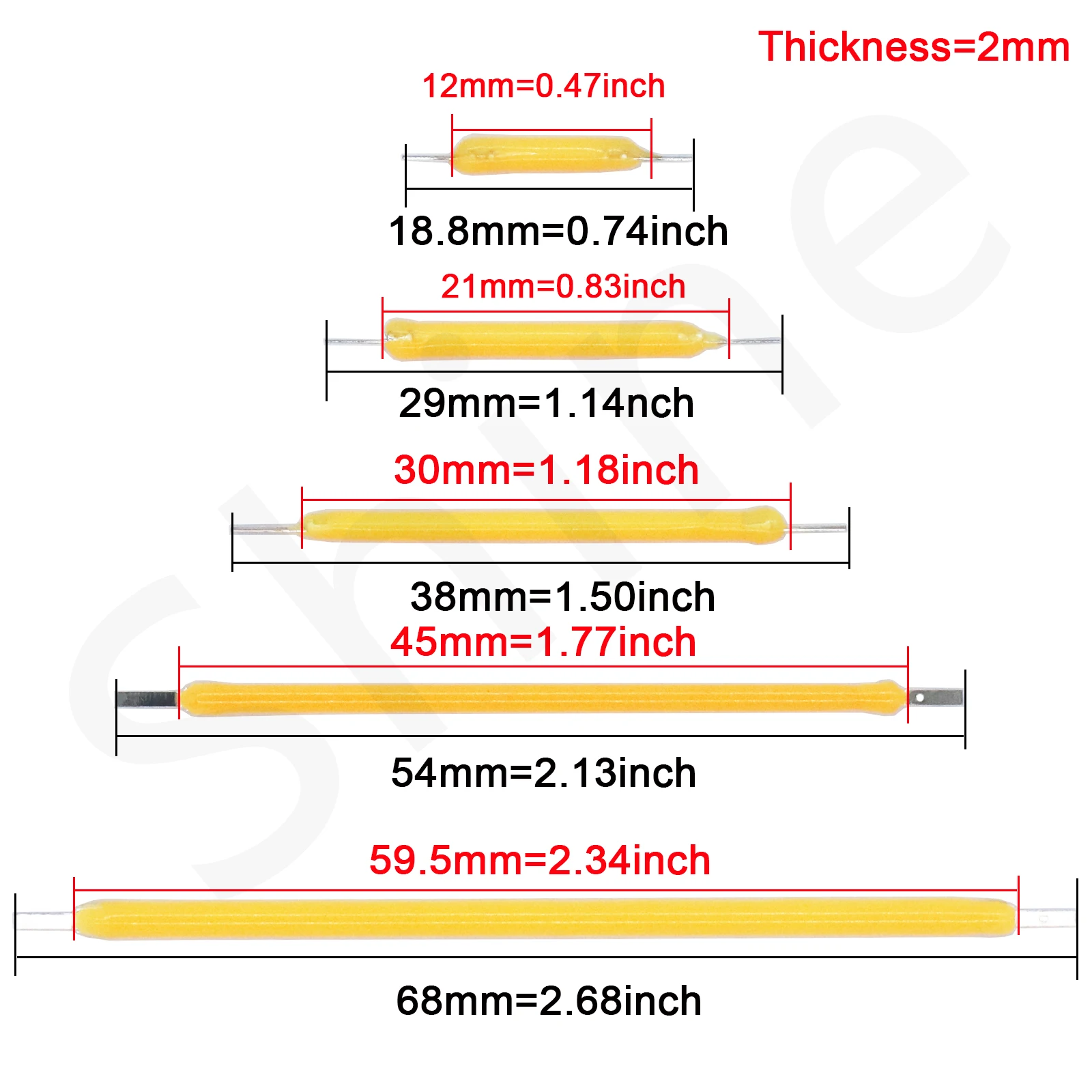 10szt COB LED Filament Edison Bulb Lamp Parts 18.8mm 29mm 38mm 54mm 68mm DC 3V 12V 57V 80V Żarowe diody świetlne Akcesoria