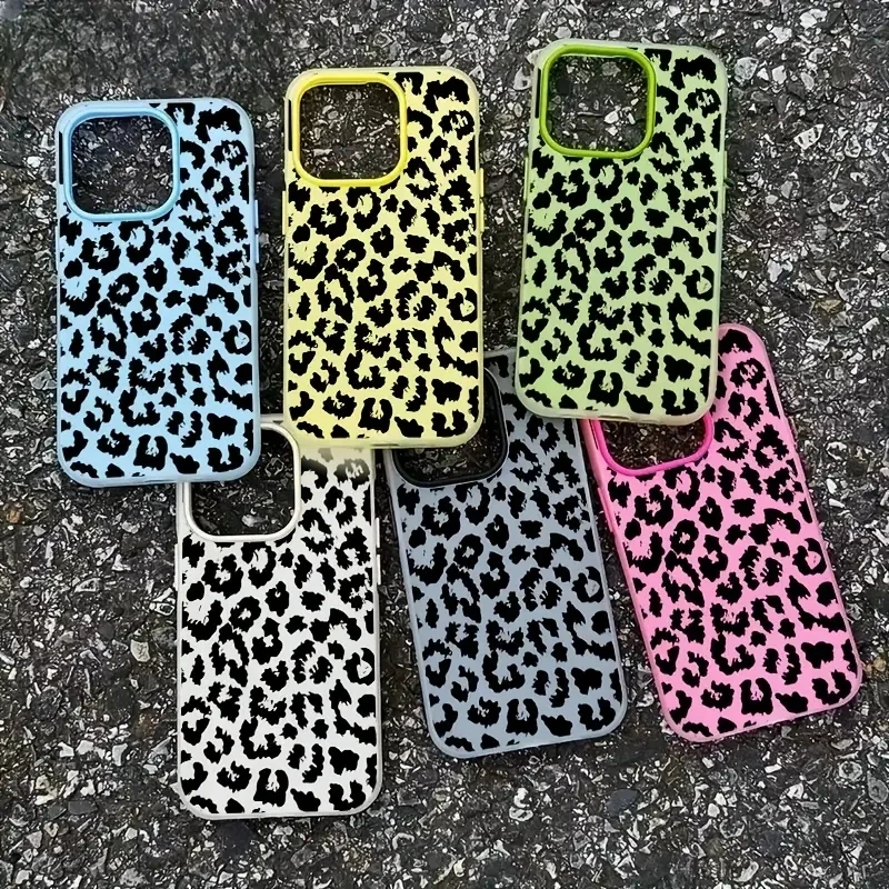 Chic Spotted Black Leopard Print Jelly Phone Case with Air Bumper Cover