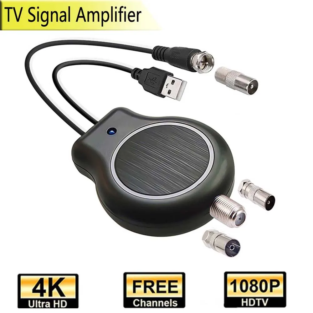 Indoor Or Outdoor 720P 1080i 1080P 4k HDTV Digital TV Antenna Signal Amplifier USB Powered F Male Connector